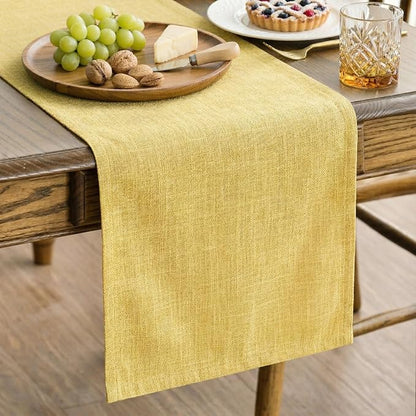 Q&J Fabric Co. Linen-Textured Table Runner 1 Pack 13x72 Inch Gold | Polyester by QJFabricCO