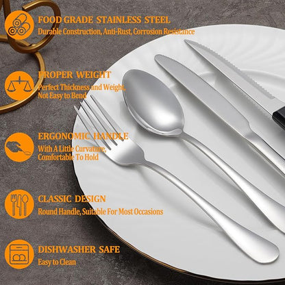24 Pcs Silverware Set with Steak Knives - Image 3