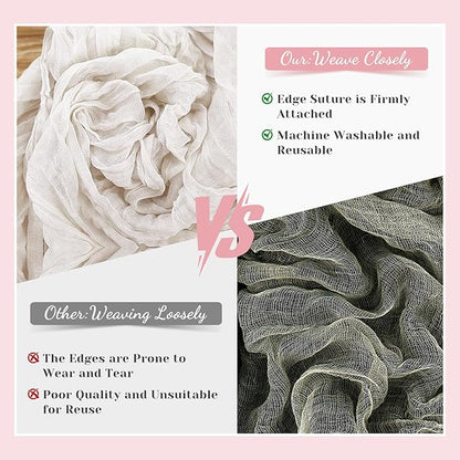 Ivory White Table Runner, 10 Ft 120 in Cheesecloth Table Runner, Spring Rustic Table Runners for Wedding, Party, Bridal Shower, Boho Table Runners for Valentines Day and Easter