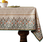 patdrea Designer Linen Light Brown Square Table Cloth,Vintage French Breathable Floral Tablecloth,Decor Table Covers for Kitchen Dining,Parties,Christmas,Tea Party,Thanksgiving,67"x67"-Cudillero