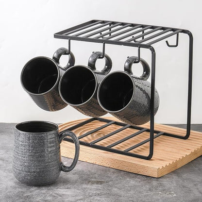Hasense Dark Grey Coffee Mugs Set of 4, 12oz Ceramic Coffee Cups, Latte Mug - Image 4