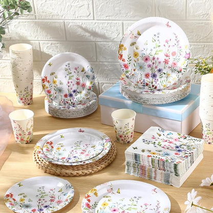250 Pcs Wildflower Party Decorations Include Spring Summer Floral Paper Plates - Image 4