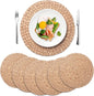 6 Pack, Round Woven Placemats, Natural Water Hyacinth Place mats, Braided Straw by YANGQIHOME