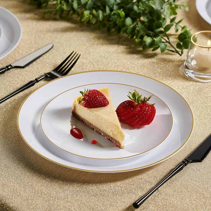 PLASTICPRO White Plastic Design Party Plates Premium heavyweight Elegant - Image 3