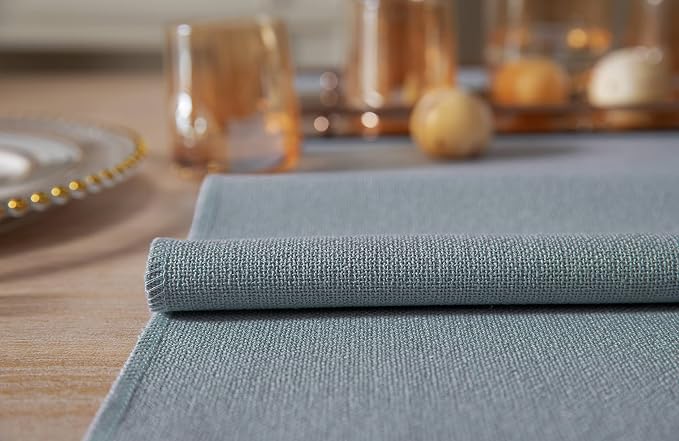 Dusty Blue Table Runners 48 Inches Long, Burlap Linen Style Rustic Farmhouse - Image 5