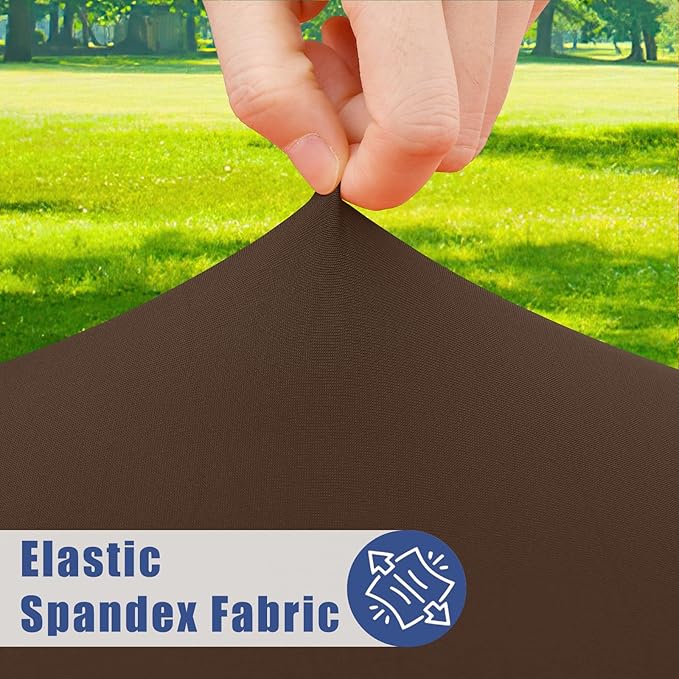 Spandex 8 Foot Rectangle Table Cloth 2 Pack, Elastic Fitted Tablecloths for Picnic, Stretch Washable Patio Table Cover for Outdoor, Camping, Banquet and Parties (Coffee, 30"x96")