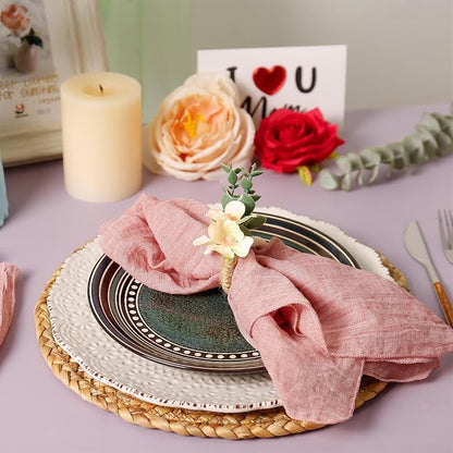 Handmade Floral Napkin Rings, Hydrangea & Eucalyptus Leaf Spring Decoration - Image 4