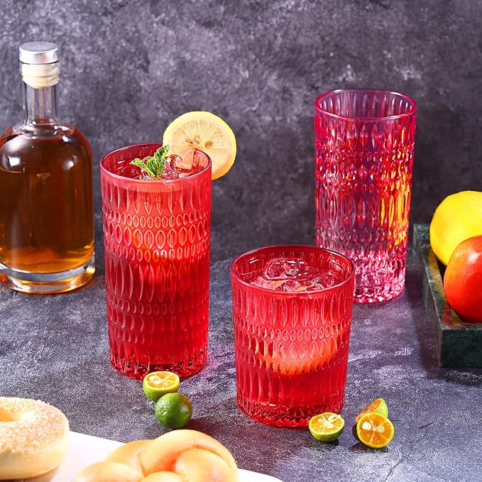 Loivttvv Glassware Drinking Glasses Set of 8, 14 oz Highball Glasses & 10 oz - Image 8