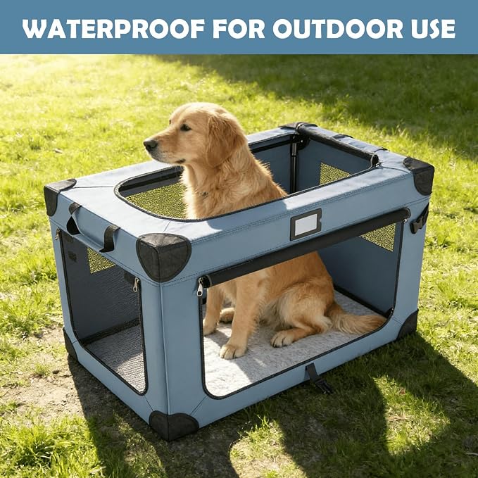 36 Inch Portable Travel Dog Crate Blue - Image 8