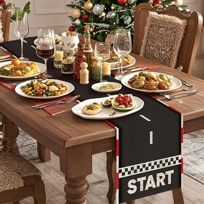 Race Track Table Runner Seasonal Spring Fall Kitchen Dining Linen Table - Image 3
