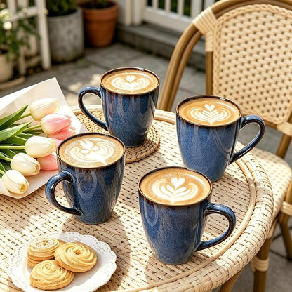 MONITO 17 OZ Coffee Mugs Set of 6, Large Ceramic Blue Coffee Mugs Set - Image 3