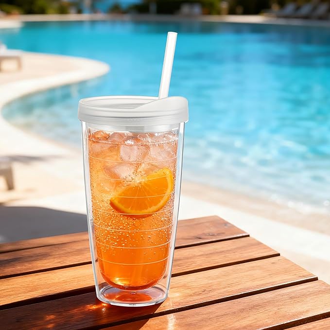 KX-WARE 20 Ounce Double Walled Colorful Tabletop Insulated Plastic Tumbler Cup - Image 3