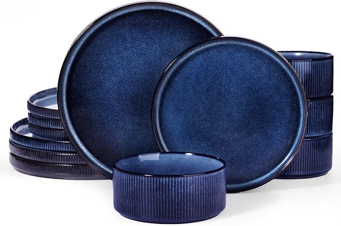 Famiware Star Stoneware Dinnerware Set, Reactive Glaze Plates & Bowls by Famiware