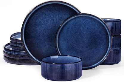 Famiware Star Stoneware Dinnerware Set, Reactive Glaze Plates & Bowls by Famiware
