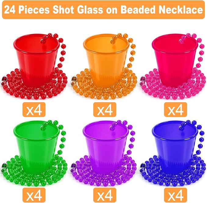 Cididu 24 Pack Shot Glass Necklaces Cups Glow in The Dark, Plastic Reusable - Image 4