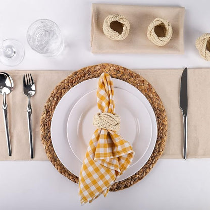 Cotton Jute Napkin Rings Handmade Braided Burlap Napkin Ring, Natural Woven - Image 3