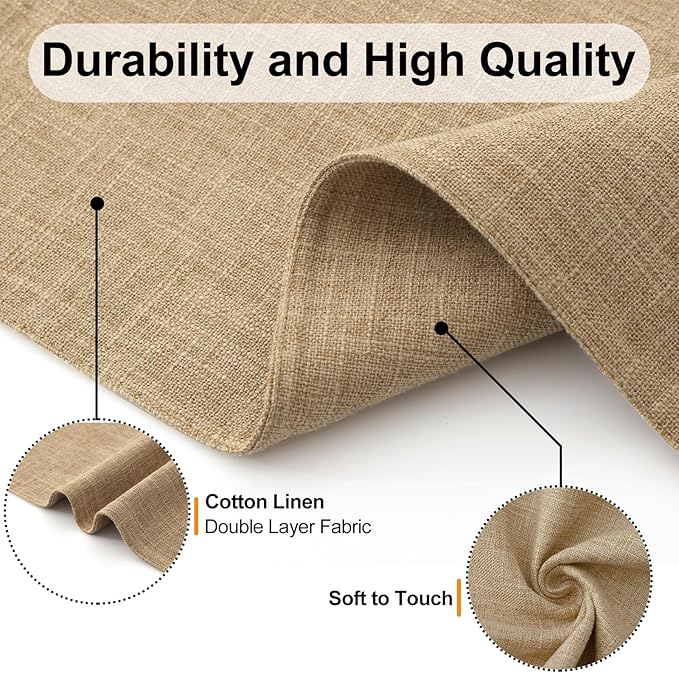 Homaxy Cloths Placemats for Dining Table Set of 4, Heat Resistant Washable Cotton Linen Blend Table Mats, Easy to Clean Place Mats for Indoor Outdoor Party Kitchen Decoration, 13" x 19", Flaxen