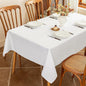 Textured White Table Cloth Rectangle Washable & Spill Proof Faux Linen Fabric Tablecloth Rectangular Reusable for Dining Wedding Banquet 52 x 70 Inch