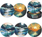 Landscape Mountain Leather Drinks Coasters by Unknown