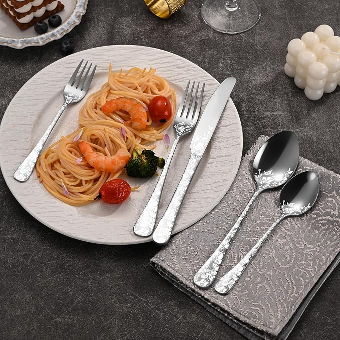 40 Piece Silverware Set, Stainless Steel Flatware Cutlery Set Service - Image 7