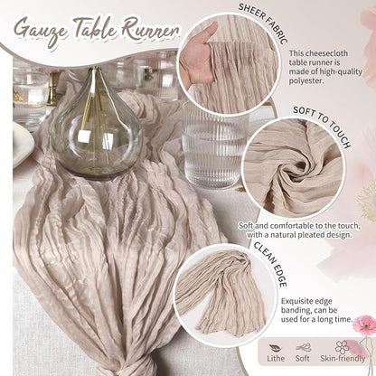Showgeous 18 Pack Rosy Brown Cheesecloth Table Runner, 17 x 108 Inches | Boho - Image 3