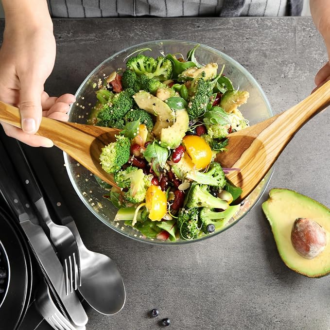 Rock & Branch Olive Wood Salad Serving Utensils, Pasta and More - Image 3
