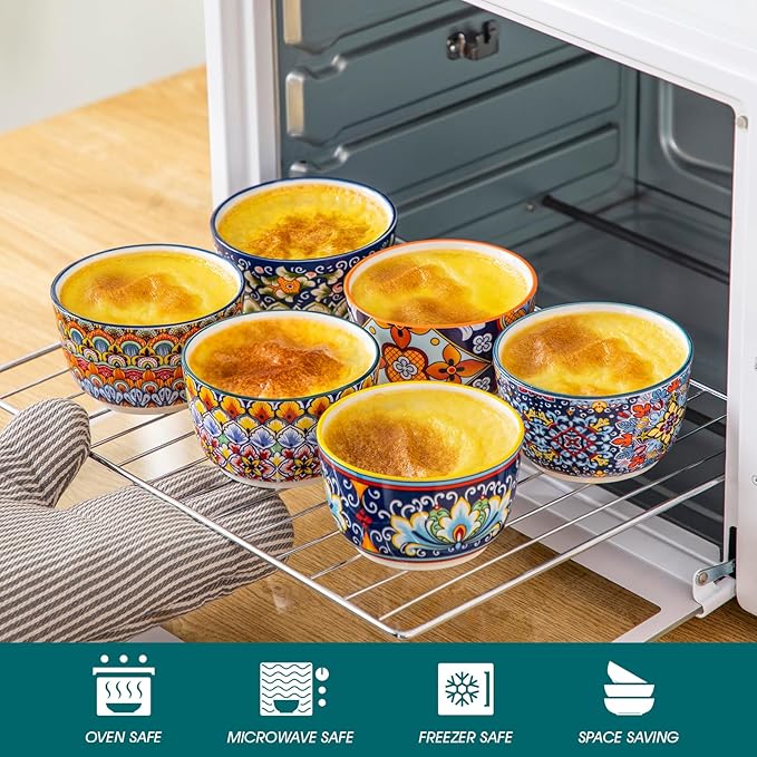 vancasso 8 Oz Ramekins Oven Safe Set of 6, Ceramic Baking Souffle Dishes | - Image 3