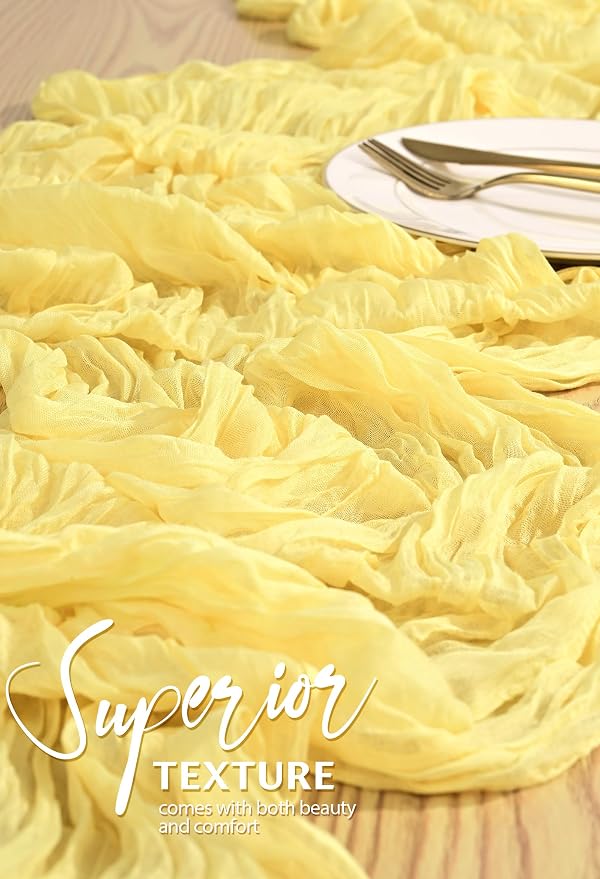 4 Pack Cheesecloth Table Runner 10FT Light Yellow Table Runner Boho Gauze - Image 4
