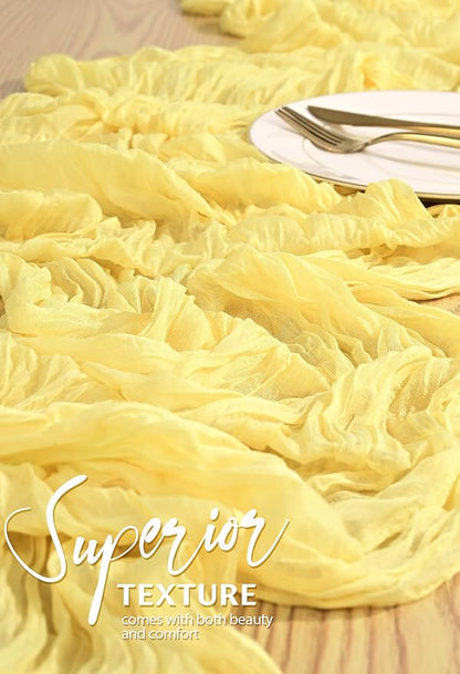 4 Pack Cheesecloth Table Runner 10FT Light Yellow Table Runner Boho Gauze - Image 4