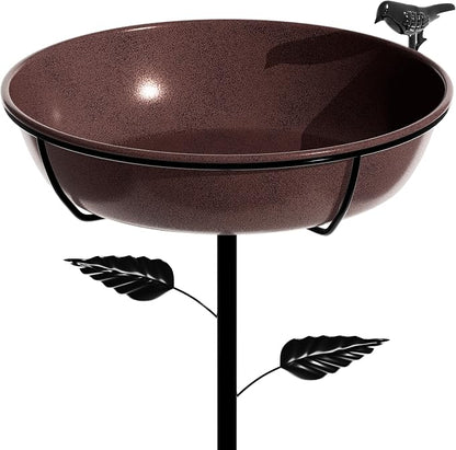 3" Deep Metal Bird Bath for Outdoors 40in Tall, Removable 13" Dia Birdbath Bowl by Polyjkl