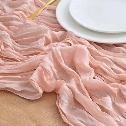 Asee'm 4pcs Cheesecloth Table Runner 120 Inches Dusty Pink Boho Gauze Cheese - Image 4