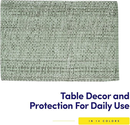 Sweet Home Collection 100% Cotton Placemats for Dining Room Rectangle Two Tone Woven Fabric 13" x 19" Soft Durable Table Mat Set, Set of 4, Light Green