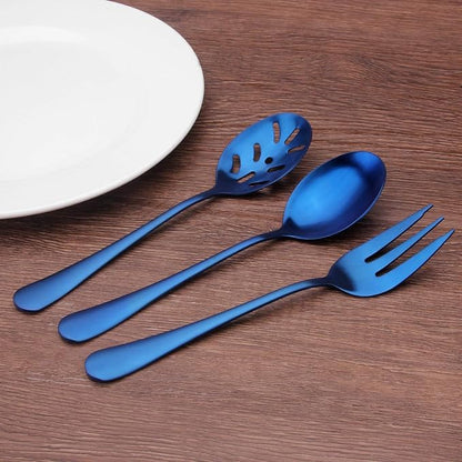 Matte Blue Serving Set, SHARECOOK 5-Piece 18/0 Stainless Steel Large Hostess Set - Image 5