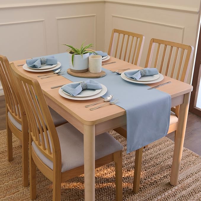 Encasa XO Table Runner, Cotton Canvas Dining Runner 13"x72" | B Grey, 180 GSM - Image 2