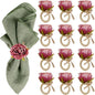 Handcraft Purple Flower Napkin Rings Set of 12, Peony Napkin Holder Floral Rings by FEKIDO