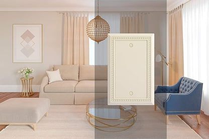Henne Bery Sunken Pearls Heavy Duty Switch Plate/Wall Plate/Outlet Cover (Single Blank 2PK, Light Almond