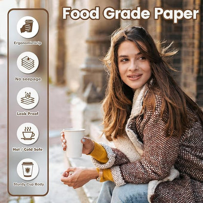 MOUMOULIFE Disposable Paper Coffee Cups 12 oz 300 Count Bulk, Leak-Proof White - Image 6