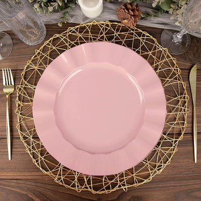 Efavormart 11" Dinner Plates – Set of 10 Plastic Dusty Rose Round Disposable - Image 2