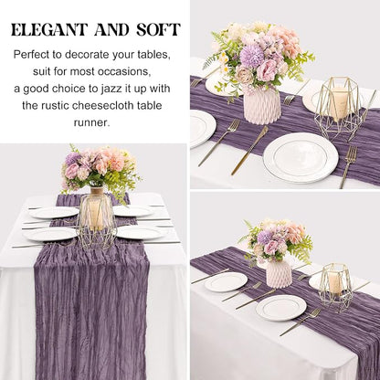 Grape 10FT Cheesecloth Table Runner Boho Gauze Fabric Table Runner Rustic Sheer - Image 3