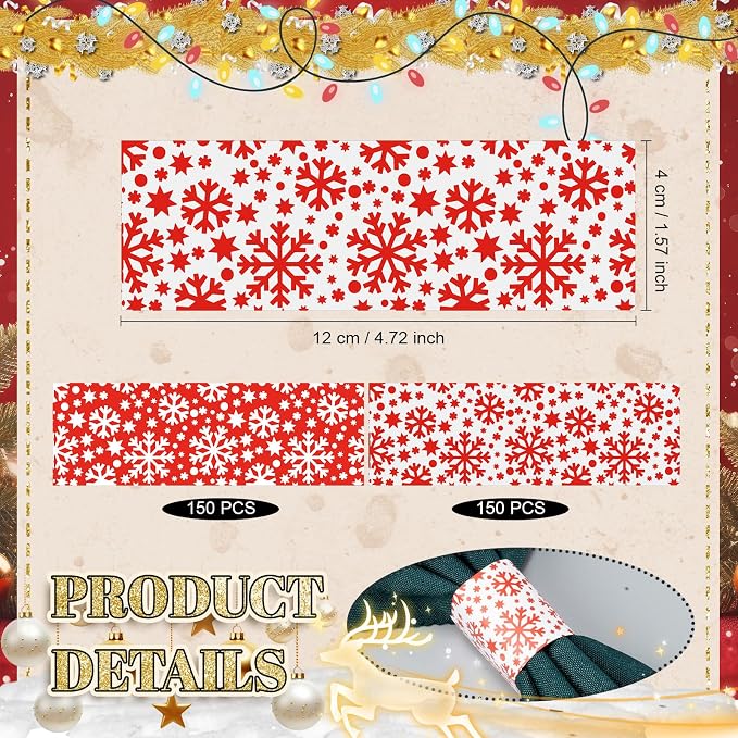 FoldTier 300 Pcs Paper Napkin Rings Disposable Napkin Bands Self Adhesive - Image 2