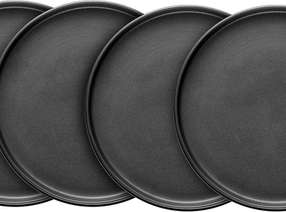 Stone Lain Stoneware Round Salad Plates Set, Black Matte, 1.05 pounds