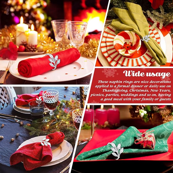 WILLBOND Leaf Napkin Rings Holders Fall Party Napkin Rings - Image 5