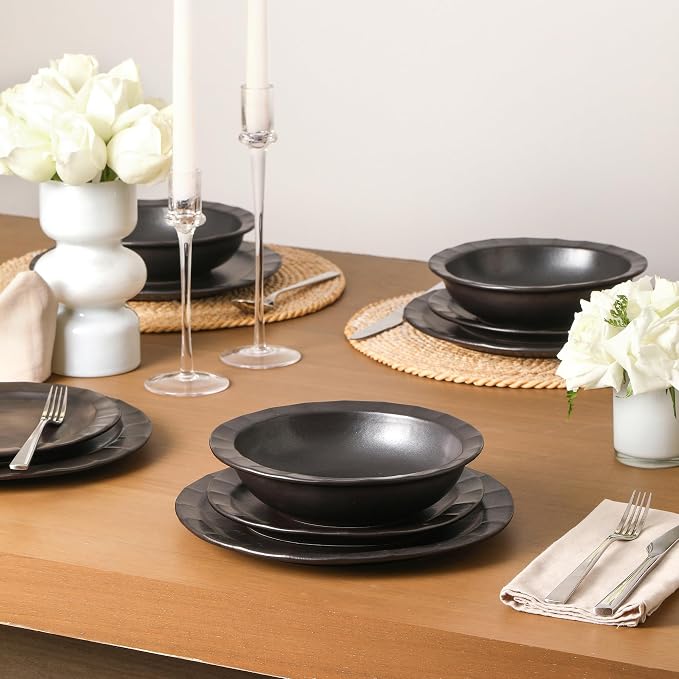 Stone Lain Oasis 12-Piece Dinnerware Set Stoneware, Dishwasher and Microwave - Image 6