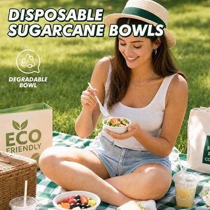 Paper Bowls 8 oz, Disposable Compostable Soup Bowls, Heavy Duty White Bowls Bulk - Image 6