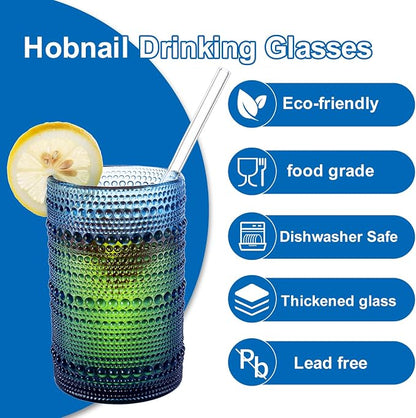 Vintage Blue Hobnail Drinking Glasses - Image 3