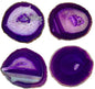 AMOYSTONE 4pcs Purple Agate Stone Coasters Large Cup Mat Natural Agate Slices 4-5 INCH with Rubber Bumpers, Home Decor