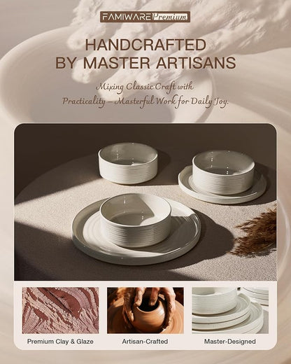 Stoneware Dinnerware Set for 4, Plates and Bowls - Image 6