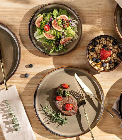 Ceramic Dinnerware Set for 4, 16-Piece Plates and Bowls Set | Handmade Reactive - Image 3