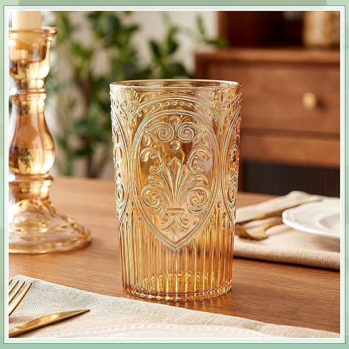 48 Pcs 16 oz Plastic Vintage Drinking Glasses Stemless Ribbed Highball Glasses - Image 4