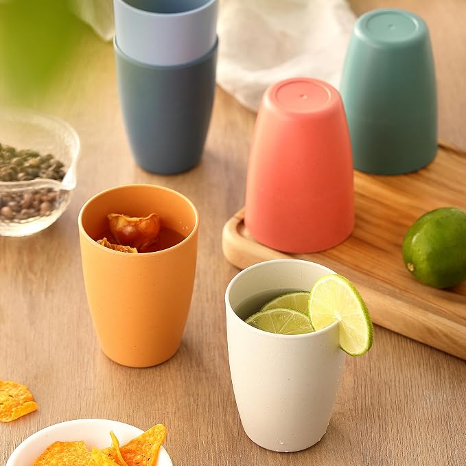 6PCS Wheat Straw Cups, OHOLA Unbreakable Reusable Plastic Drinking Glasses Cups - Image 8